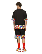 Cotton T-shirt with carretto-print trims - | Dolce & Gabbana