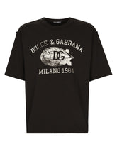 Cotton T-shirt with logo print - | Dolce & Gabbana