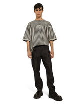 Striped short-sleeved T-shirt with logo - | Dolce & Gabbana