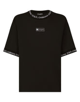 Short-sleeved cotton T-shirt with all-over logo - | Dolce & Gabbana