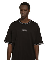 Short-sleeved cotton T-shirt with all-over logo - | Dolce & Gabbana