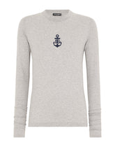 Long-sleeved slim-fit T-shirt with Marina print - | Dolce & Gabbana