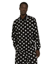 Long-sleeved cotton polo-shirt with DG Monogram - | Dolce & Gabbana