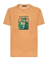 Short-sleeved cotton T-shirt with banana tree print - | Dolce & Gabbana