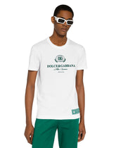 Cotton T-shirt with logo print - | Dolce & Gabbana