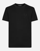 Jersey round-neck T-shirt with DG embroidery - | Dolce & Gabbana