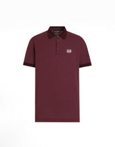 Cotton polo-shirt with logo tag - | Dolce & Gabbana