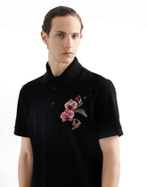 Cotton polo-shirt with floral patch - | Dolce & Gabbana