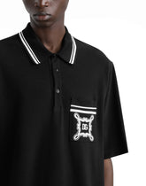 Cotton polo-shirt with bandanna-print details - | Dolce & Gabbana
