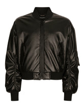 Faux leather jacket with logo tag - | Dolce & Gabbana