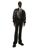 Faux leather jacket with logo tag - | Dolce & Gabbana