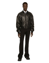 Faux leather jacket with logo tag - | Dolce & Gabbana