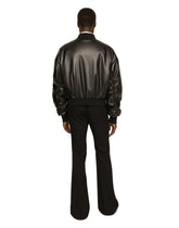 Faux leather jacket with logo tag - | Dolce & Gabbana