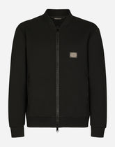 Technical piqué jacket with branded tag - | Dolce & Gabbana