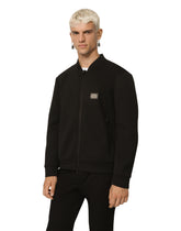 Technical piqué jacket with branded tag - | Dolce & Gabbana