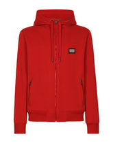 Zip-up hoodie with logo tag - | Dolce & Gabbana