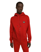 Zip-up hoodie with logo tag - | Dolce & Gabbana