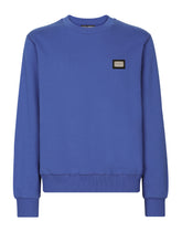 Jersey sweatshirt with branded tag - | Dolce & Gabbana