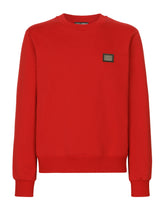 Jersey sweatshirt with branded tag - | Dolce & Gabbana