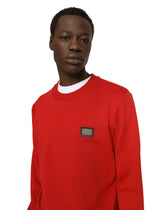 Jersey sweatshirt with branded tag - | Dolce & Gabbana