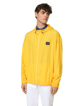 Nylon jacket with hood and branded tag - | Dolce & Gabbana