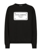 Jersey sweatshirt with DG logo tag embroidery - | Dolce & Gabbana