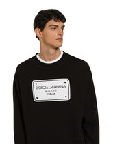 Jersey sweatshirt with DG logo tag embroidery - | Dolce & Gabbana