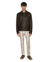Openwork leather jacket with brand plate - | Dolce & Gabbana
