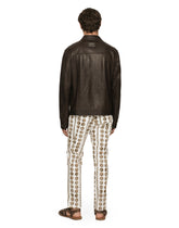Openwork leather jacket with brand plate - | Dolce & Gabbana