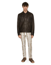 Openwork leather jacket with brand plate - | Dolce & Gabbana