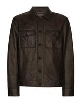 Openwork leather jacket with brand plate - | Dolce & Gabbana
