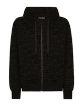 Jersey zip-up hoodie with flocked logo - | Dolce & Gabbana