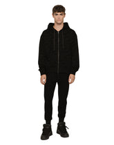 Jersey zip-up hoodie with flocked logo - | Dolce & Gabbana