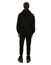 Jersey zip-up hoodie with flocked logo - | Dolce & Gabbana