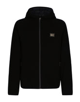 Hooded jersey jacket with branded tag - | Dolce & Gabbana