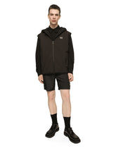 Nylon vest with hood and logo plaque - | Dolce & Gabbana