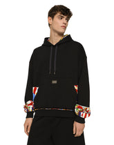 Jersey hoodie with printed details - | Dolce & Gabbana