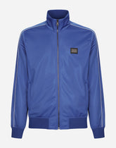 Zip-up triacetate sweatshirt with tag and bands - | Dolce & Gabbana