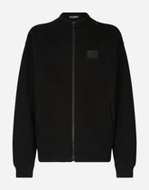 Zip-up sweatshirt with high neck and tag - | Dolce & Gabbana