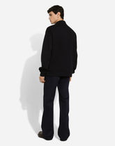 Zip-up sweatshirt with high neck and tag - | Dolce & Gabbana
