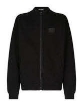 Zip-up sweatshirt with high neck and tag - | Dolce & Gabbana