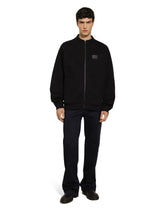 Zip-up sweatshirt with high neck and tag - | Dolce & Gabbana