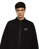 Zip-up sweatshirt with high neck and tag - | Dolce & Gabbana