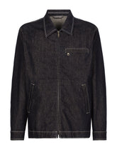 Denim blouson jacket with zip and logo tag - | Dolce & Gabbana