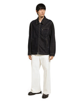 Denim blouson jacket with zip and logo tag - | Dolce & Gabbana