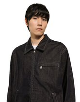 Denim blouson jacket with zip and logo tag - | Dolce & Gabbana