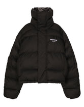 High-necked nylon down jacket with logo embroidery - | Dolce & Gabbana