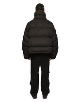 High-necked nylon down jacket with logo embroidery - | Dolce & Gabbana