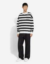 Striped round-neck sweatshirt with Marina print - | Dolce & Gabbana