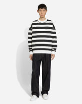Striped round-neck sweatshirt with Marina print - | Dolce & Gabbana